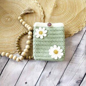 Green Daisy Crochet 6" or 7" Kindle Sleeve
